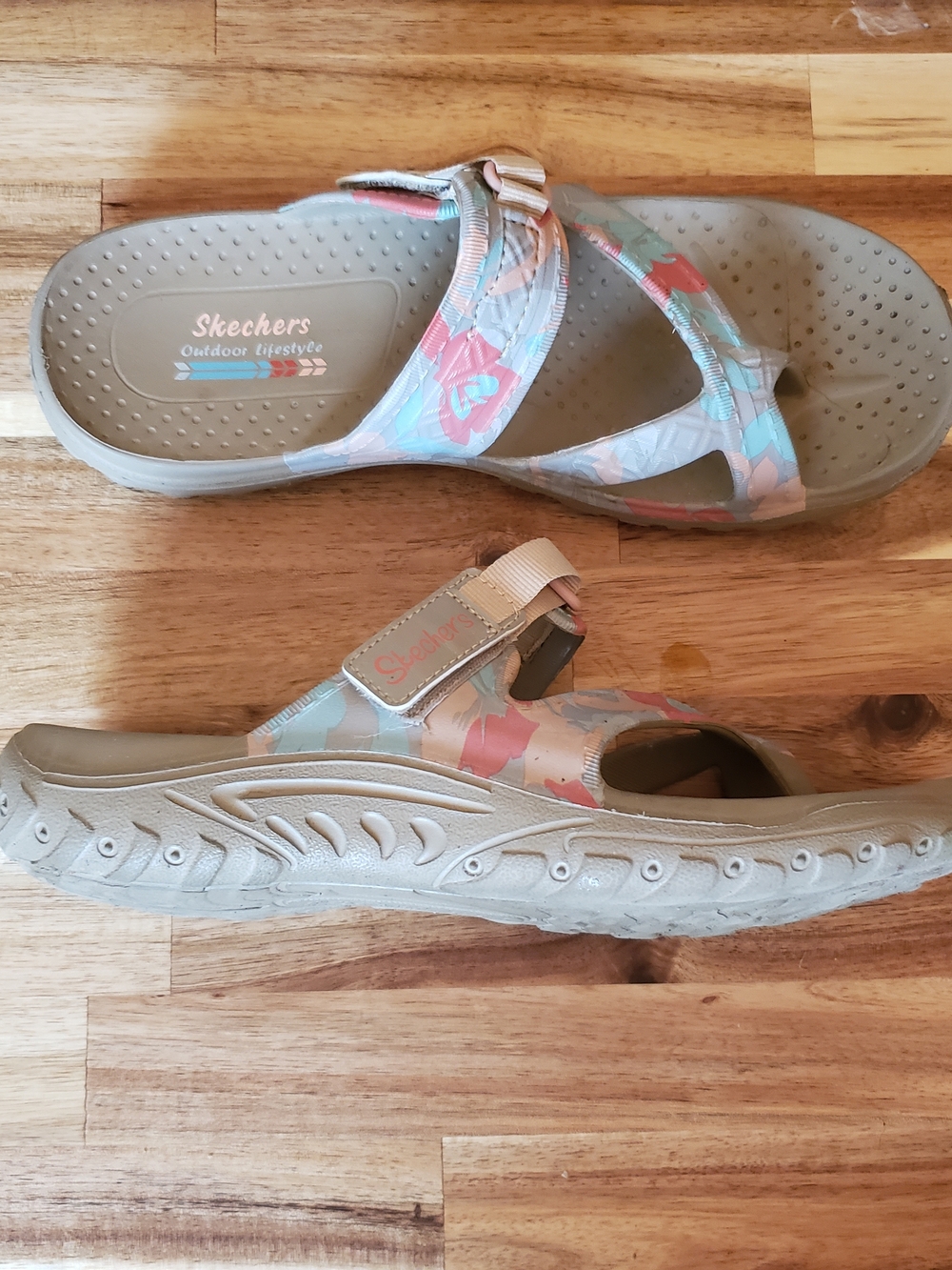 Skechers Women's Grey, Pink, Blue Activewear Sandals - Size 9